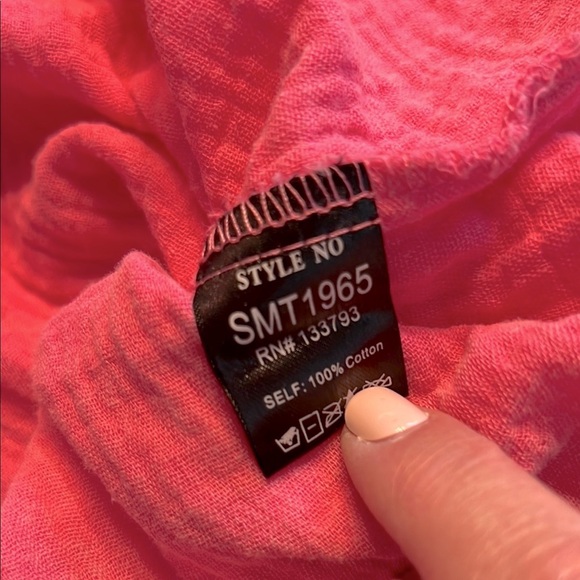 POL NWOT Pink/White Button-Up gauze Shirt w sweater/knit sleeves - Picture 8 of 9